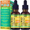 (2 Pack) Organic Vitamin D3 K2 Drops with MCT Oil Omega 3, Maximum Strength