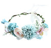Vivivalue Boho Flower Headband Women Floral Crown Hair Wreath Flower Headpiece Halo with Ribbon Wedding Party Festival Photos Blue