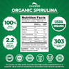 Zazzee USDA Organic Spirulina Powder, 2.2 Pounds (1 KG), 303 Servings, Certified