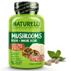 NATURELO Mushroom Supplement Capsules, 90 Ct, Brain & Immune Support