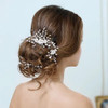 Gorais Flower Bride Wedding Hair Comb Silver Pearl Bridal Headpiece Crystal Hair Pieces Rhinestone Hair Accessories for Women and Girls