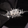Teyglen Women Dainty Silver Crystal Flower Pearls Hair Comb Rhinestone Wedding Hair Comb Headband Hair Pieces Bridal Rhinestone Headpieces for Women