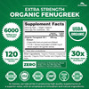Zazzee USDA Organic Fenugreek 30:1 Extract, 6000 mg Strength, 120 Vegan