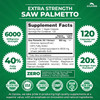 Zazzee Extra Strength Saw Palmetto 20:1 Extract, 6000 mg Strength, 40% Fatty