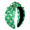 PHALIN St.Patrick's Day Headband for Women Shamrock Knotted Headband Embellished Green Crystal Rhinestone Headbands Irish Lucky Leaf Hat St.Patrick's
