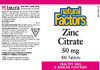 Natural Factors - Zinc Citrate 50mg, Support for