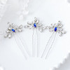 Artio Wedding Hair Pins Accessories with Rhinestones for Women and Girls 3PCS (Blue)