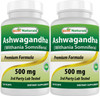 Best Naturals 2 Pack Ashwagandha Capsules for Relaxing Stress and Mood, 500 mg