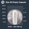 Size 00 Empty Capsules - Clear Gelatin - 1000 Count Jar