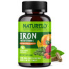 NATURELO Vegan Iron Supplement with Vitamin C and Organic Whole Foods