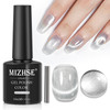 MIZHSE Universal Silver Cat Eye Gel Nail Polish, Magnetic Gel Polish with Magnet Stick, 10 ml Velvet Gray Glitter Galaxy Cateye Nail Polish Soak Off