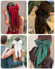 JELIEE 4 Pcs Hair Bows for Women Silky Satin Hair Barrettes Clip Ribbon Bow Hair Clips with Long Tails Large Bow Hair Slides Metal Clips Hair Accesso