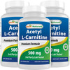 Best Naturals Acetyl L-Carnitine (ALCAR) 500mg, 120 Capsules, 120 Servings