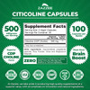 Zazzee Extra Strength Citicoline, 500 mg per Serving, 100 Vegan Capsules