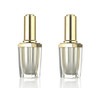 2PCS 10ml/0.34oz Clear Empty Refillable Upscale Acrylic Nail Polish Bottles Container Manicure Top Coat Varnish Cosmetic Bottle With Brush and Gold C