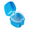rosenice Denture Case Denture Bath Box Case Dental Orthodontic Retainer False Teeth Storage Box with Strainer cups for soaking s (Blue)