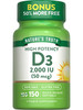Nature's Truth Vitamin D3 2000 IU Softgels for Adults - 150 Count