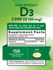Nature's Truth Vitamin D3 2000 IU Softgels for Adults - 150 Count