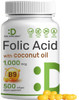 DEAL SUPPLEMENT Folic Acid 1000 mcg (1 mg), 500 Coconut Oil Softgels