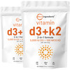 Micro Ingredients Vitamin D3 5,000 IU + K2 MK-7 100 mcg, 2 Pack (600 Softgels)