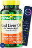 Cod Liver Oil Plus Vitamins A & D3 Immune Health Dietary Supplement Softgels