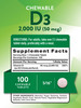 Nature's Truth Chewable Vitamin D3 2,000 IU - 100 Tablets