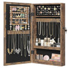 SONGMICS Lockable Jewelry Cabinet Armoire with Mirror WallMounted Space Saving Jewelry Storage Organizer Rustic Brown UJ