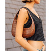 JW PEI Womens Harlee Shoulder Bag Brown Croc