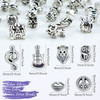 JIALEEY Wholesale Bulk Mix 40 Pcs Tibetan Silver Tone Color Spacer Loose Beads Fit European Charm Bracelet Lot for Jewel