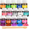 LEOBRO Holographic Chunky Glitter 15 Colors Craft Glitter for Resin Nail Body Jewelry Arts and Crafts with 5 Mixing Spoo