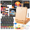 Shuttle Art Acrylic Painting Set 59 Pack Professional Painting Supplies with Wood Tabletop Easel 30 Colors Acrylic Paint