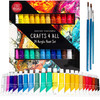 Crafts 4 All Acrylic Paint Set for Adults and Artists 24 Pack of 12mL Paints with 3 Art Brushes NonToxic Craft Paint for