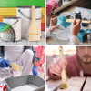 Flat Hake Brushes Hake Paint Brush Artist Painting Set Sheep Hair Bristles Wash for Watercolor Wash Ceramic and Pottery