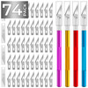 JTIEO 74 Pack Hobby Knife Exacto Knife with 4 Upgrade Sharp Hobby Knives and 70 Spare Craft Knife Blades for Art Scrapbo