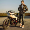 BORLEN Motorcycle Riding Shoes Cowhide Leather Breathable Casual Outdoor Street Motorcycle Boots for Men Brown 125