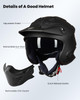 ILM Open Face Motorcycle 34 Half Helmet for Dirt Bike Moped ATV UTV Motocross Cruiser Scooter DOT Model 726X Matte Black