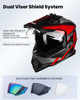 ILM Dual Sport Adventure Motorcycle Helmet with Pinlock Compatible Sun Visor Snowmobile ATV Dirt Bike Off Road Casco Mod
