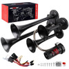 Cenzhiwen Train Horn Kit 4 Trumpet Metal Air Horns replacement Dill horn 12V 150dB Ultra Loud with Compressor is suitabl
