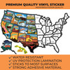 RV State Travel USA Map Vinyl Sticker Camper Trailer Decals for Window with State Flag Road Trip Map of America Waterpro