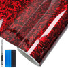 LZLRUN Forged Gloss Carbon Fiber Red Vinyl Wrap Roll Air Release Sticker Sheet Film DIY Decal Car Auto Vehicle Morotcycl