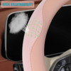 Binsheo Nappa Leather Pink Steering Wheel Cover Advanced Microfiber Leather NonSlip Breathable Fabric Warm in Winter and