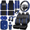 CAR PASS 23 PCS Bling Diamond Car Accessories Set for Women Leather Seat Covers Full Set Sparkly Rhinestone15 Steering W