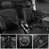 CAR PASS Bling Diamond Leather Car Seat Covers 11 PCS Sparkly Rhinestone Steering Wheel Cover Glitter Cute Interior Car