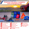 Car Emergency Kit with Air Compressor Jumper Cables First Aid Tow Strap Tire Gauge Headlamp Roadside Safety Kit for Wome