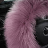 3Pcs Set Fashion Fluffy Fuzzy Wool Fur Soft Car Steering Wheel Cover with Handbrake Cover Gear Shift Cover for WomenGirl