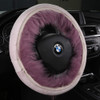 3Pcs Set Fashion Fluffy Fuzzy Wool Fur Soft Car Steering Wheel Cover with Handbrake Cover Gear Shift Cover for WomenGirl