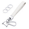 OHKYOOT Leather Wristlet KeychainCar Key Chain Wrist Keychain with 3 Key Ring and AntiLost D Ring White Silver