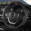 KAFEEK Car Steering Wheel Cover Men Universal 15 inch Microfiber Leather Carbon Fiber Black Steering Wheel Accessories A
