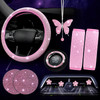 ARTILAURA 11 PCS Bling Car Accessories Set for Women Steering Wheel Covers Butterfly Hanging Seat Belt Cover Air Vent Cl