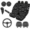 Wanyint Black Aztec Print Car Seat Cover for Women Men Full Set Steering Wheel Cover Shift Knob Handbrake Protector Coas